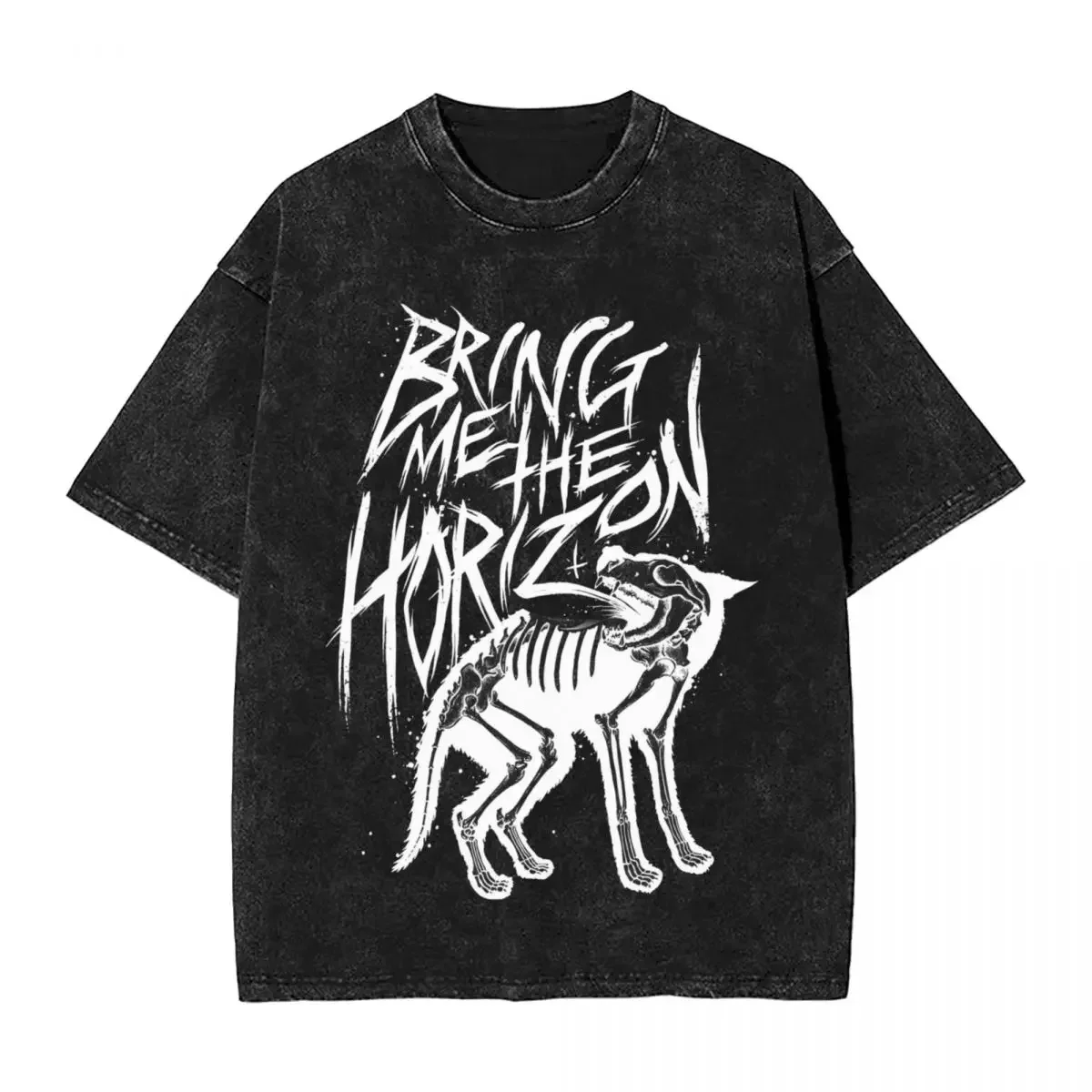 Customization Men Women T-Shirt Bring Me The Horizons Washed T Shirts Trend The Dog Rock Music Band Metal Tees Print Cotton Clot