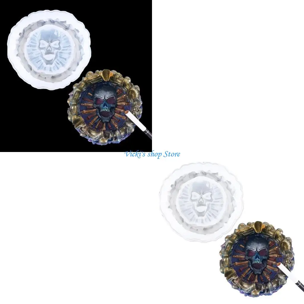 

Skull Ashtray Epoxy Resin Mold Cigarette Holder Silicone Mould DIY Crafts Jewelry Soap Plaster Casting Mold