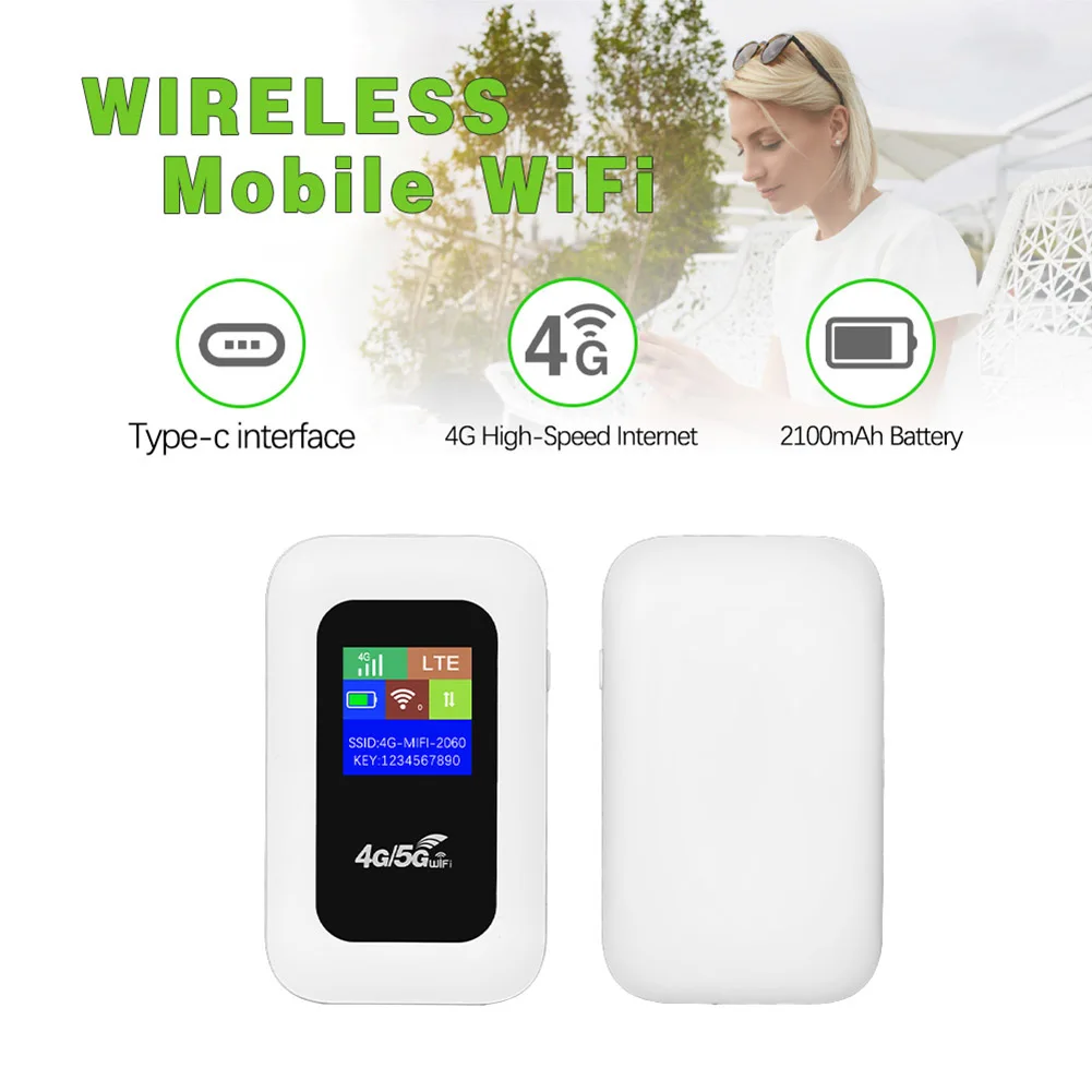 4G LTE 모바일 와이파이 라우터 (SIM 카드 슬롯 포함) 150Mbps 휴대용 와이파이 라우터 2100mAh 무선 와이파이 모뎀 (가정 및 사무실용)