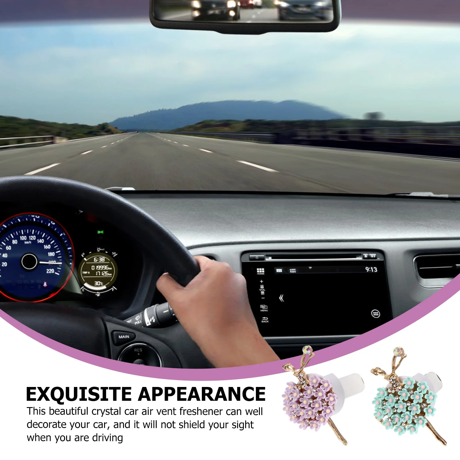 

2Pcs Car Interior Perfume Decor Diamond Ballet Shape Aroma Clip Simple Installation Stable Firm Stress Relief Driving