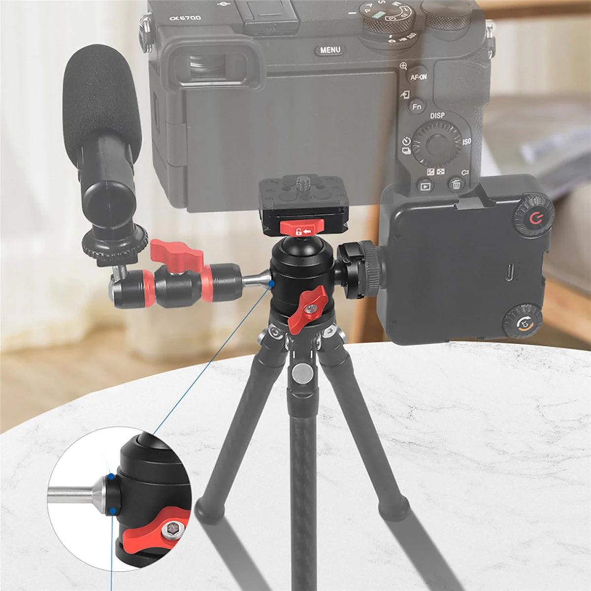 Universal SLR Photography Quick-Release Quick-Install 1/4 Spherical Head Rotating 360 Panoramic Camera Mount B