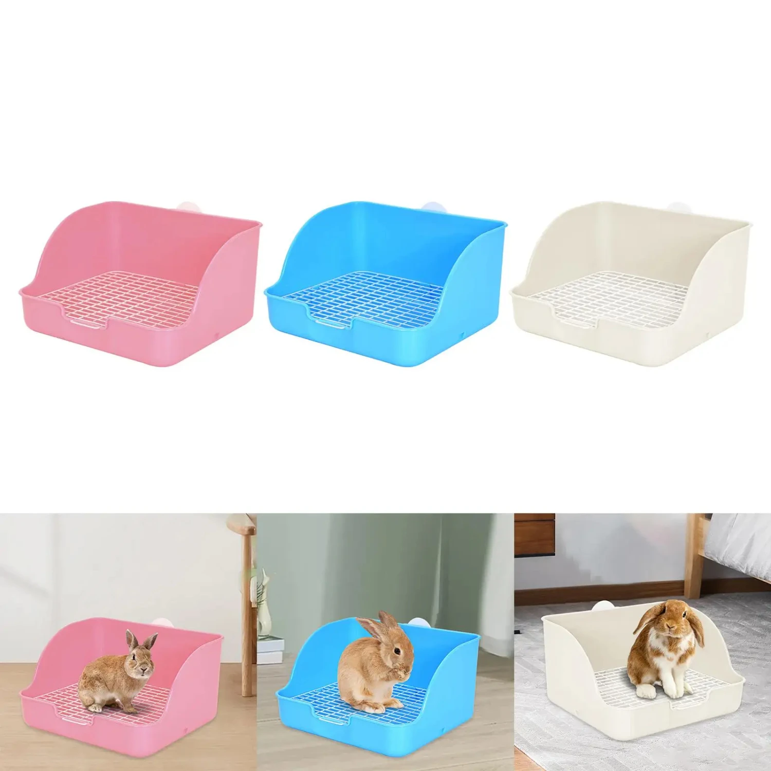 Easy to Use Rabbit Litter Box with Rectangular Shape for Small Animals - Bigger Pet Pan Potty Tray for Easy Peeing and Clean-Up