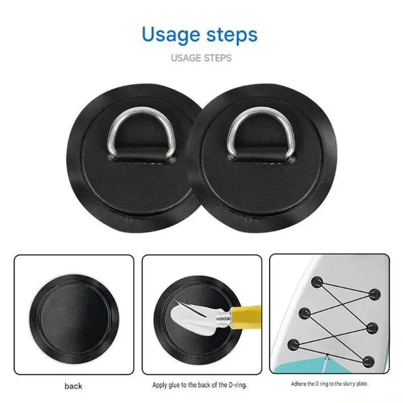 U2JB D-Shape Hanger Plate Set 5 Piece for Water Sports Equipment, 8cm Round Tie Down Plates for Camping and Cable Management