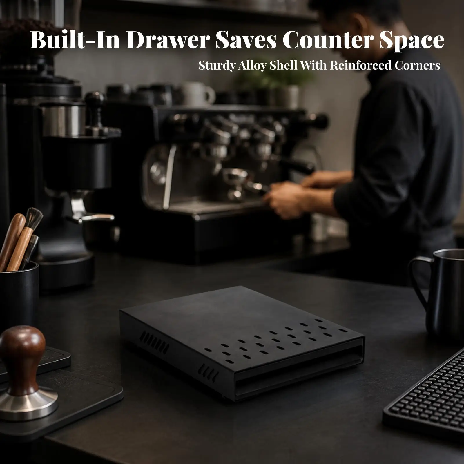 Espresso Knock Box Drawer Heat-Dissipating for Cafes, Baristas