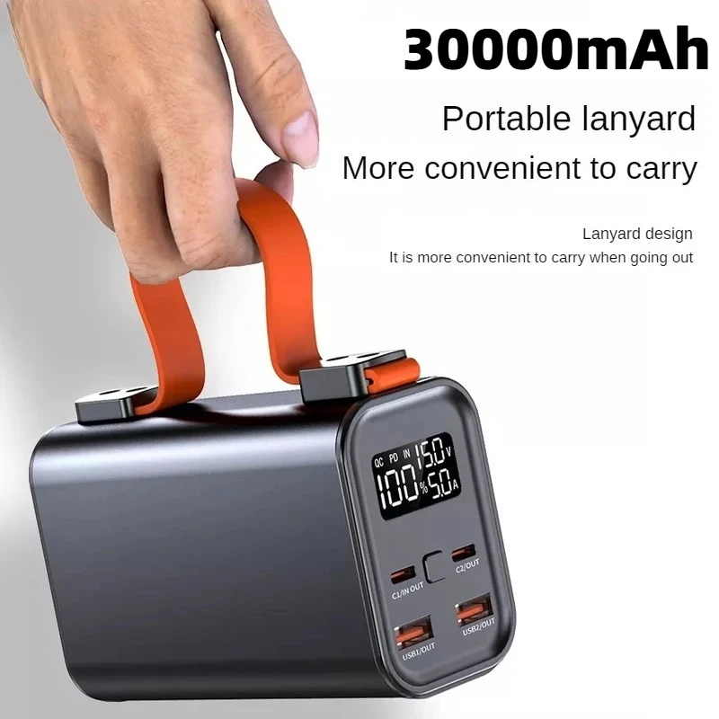 

30000mAh Large Capacity Power Bank Portable USB C 100W Fast Charging Mobile External Battery For iPhone 16 Xiaomi Samsung Laptop