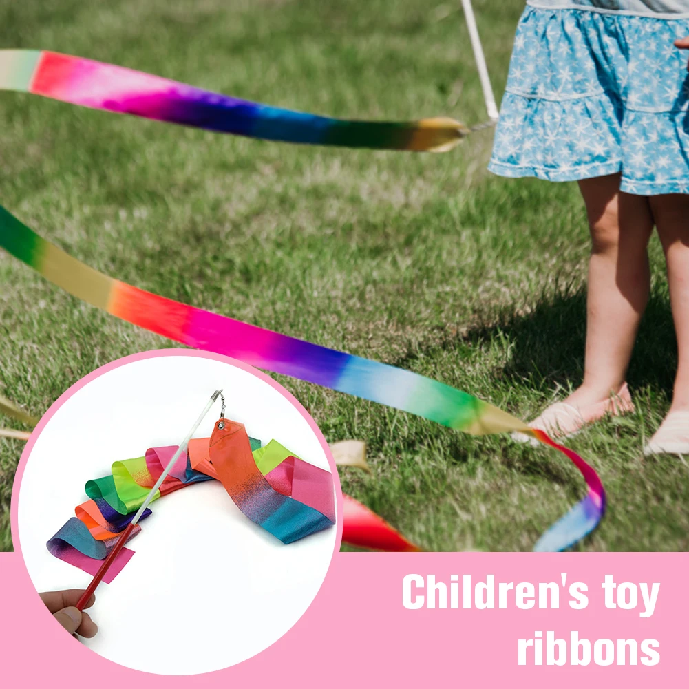 2m Gymnastics Ribbons with Handle Gymnastics Colored Ribbons Metal Eyelet Rhythmic Gymnastics Ribbons for Holiday Decorations