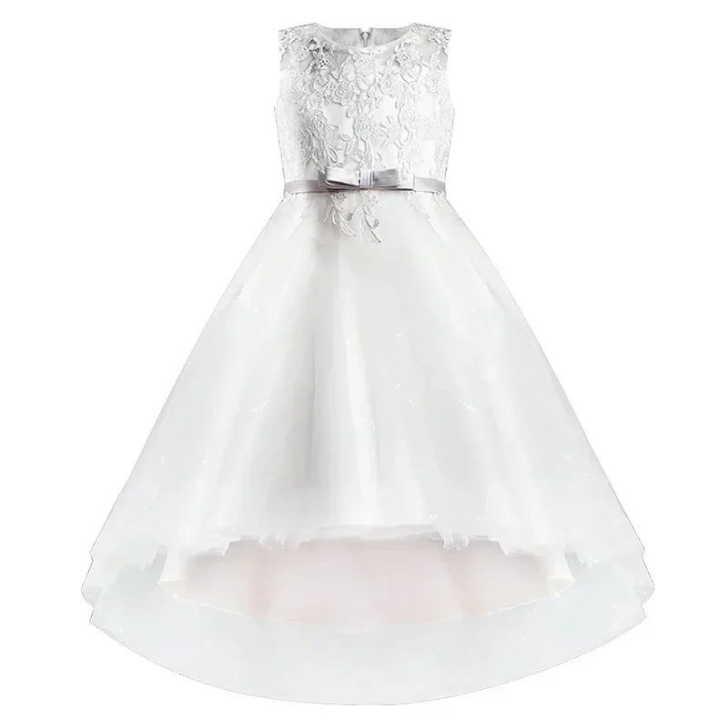 White children's wedding dress princess skirt spring children's clothing 2022 vintage sleeveless high waisted fluffy dress