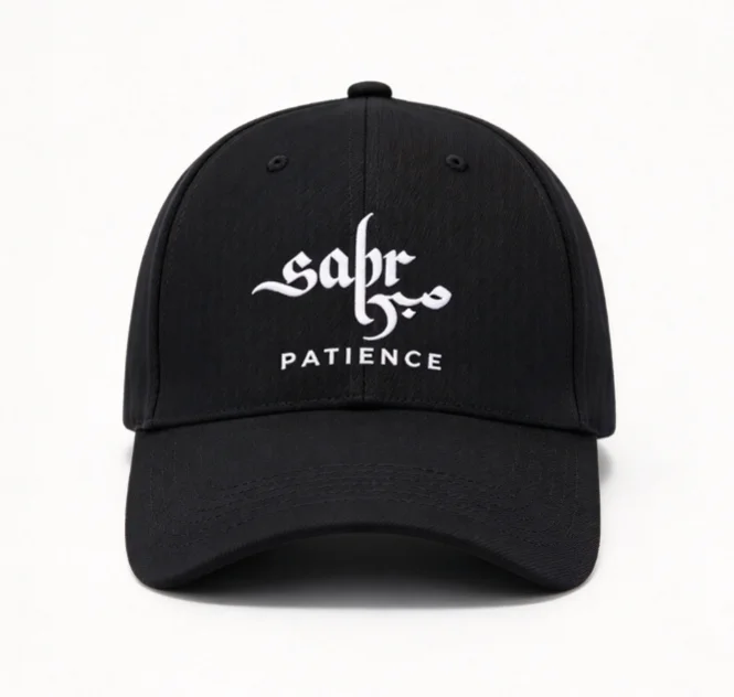 2026 Sabr Patience Gothic Letter Printed fabric Cap Arabic Calligraphy Style Cotton Adjustable Dad Hat Unisex Streetwear
