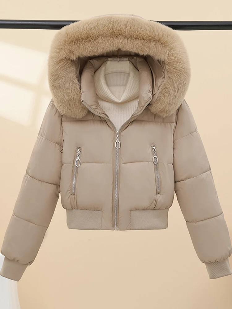 여성용 안감 탈부착 가능한 모자 또는 루즈핏 코튼 재킷 겨울 아우터웨어 한국 스타일 버튼 디테일 지퍼 클로저