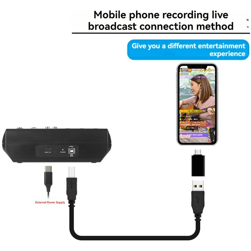 3CGRO-A5 Live Sound Card Mixing Console Mixer For Live Streaming DJ Audio Equipment Professional Audio 5Channel Sound Mixer