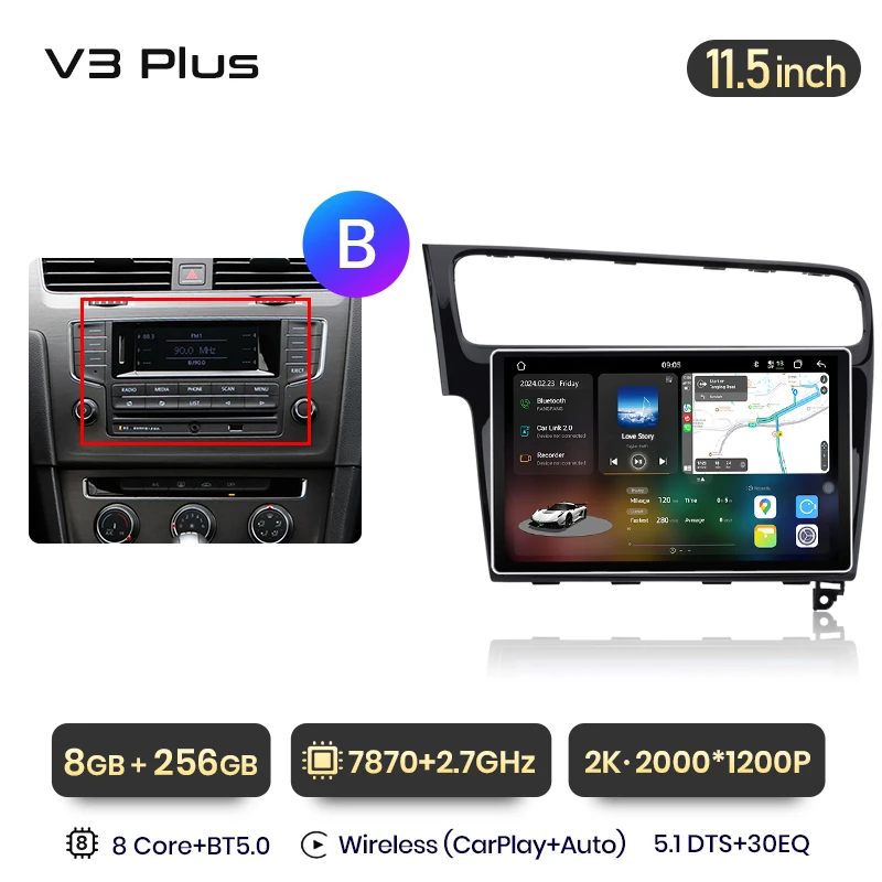 Junsun V3 Plus 2K Draadloze Carplay Android Auto Intelligente Systemen Voor Vw Volkswagen Golf 7 2013-2017 Autoradio