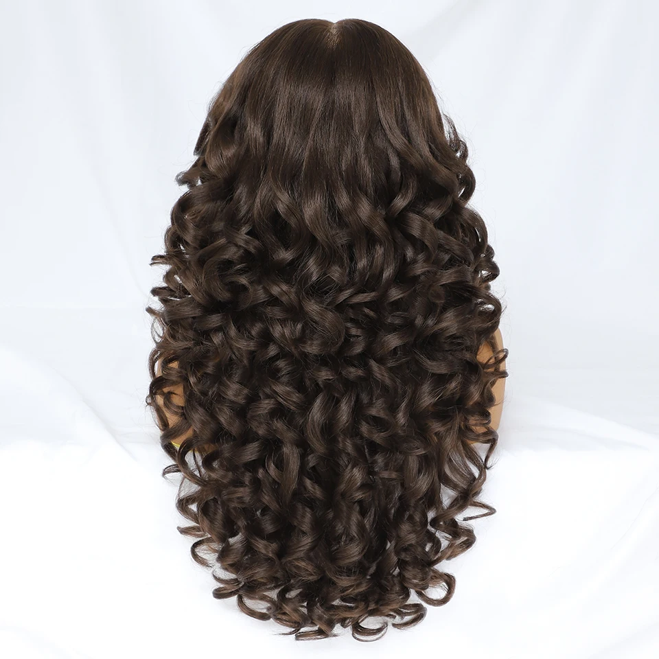 Parrucca frontale in pizzo 13x6 Parrucca frontale in pizzo sintetico Latisha riccia pre-pizzicata con i capelli del bambino per le donne Parrucche frontali in pizzo da 24 "