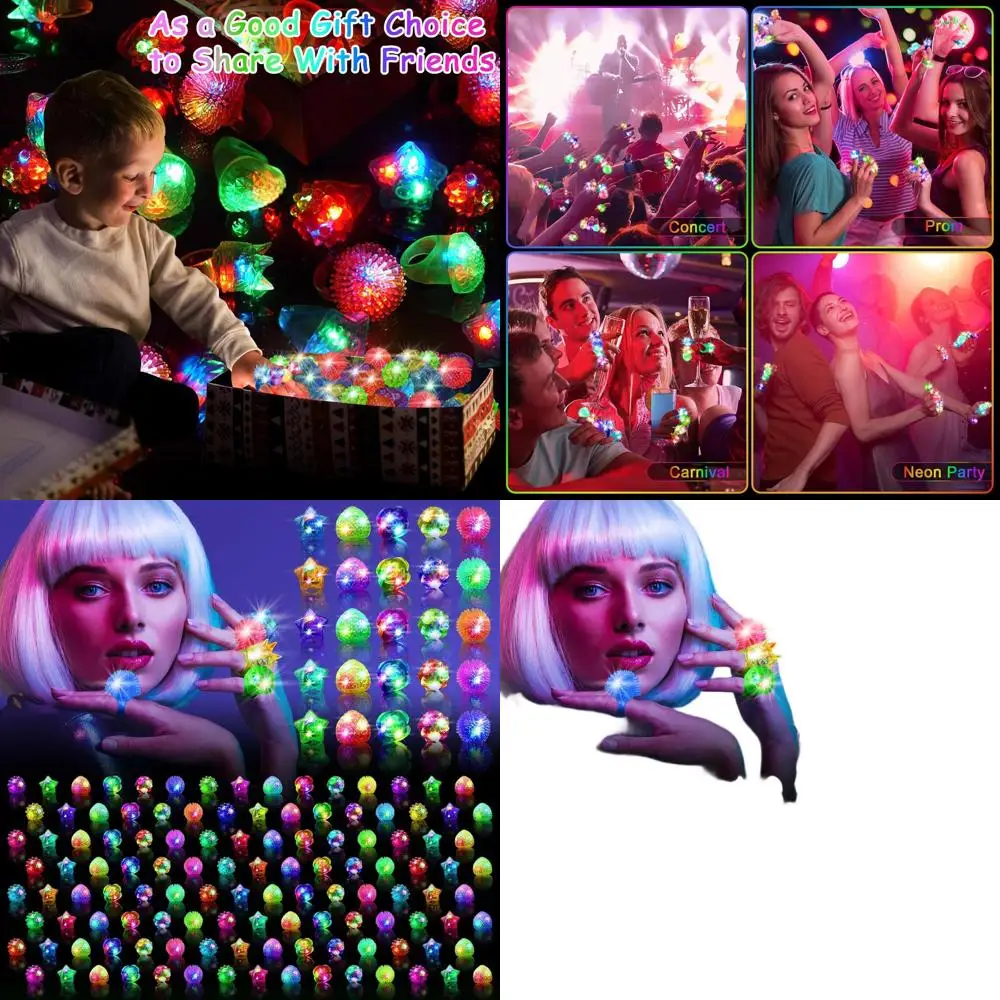 

200 шт. светящихся колец для Дня святого Валентина, Нового года и праздничных мероприятий, 6 стилей, светящиеся в темноте кольца для взрослых и детей, идеально подходят для вечеринок.