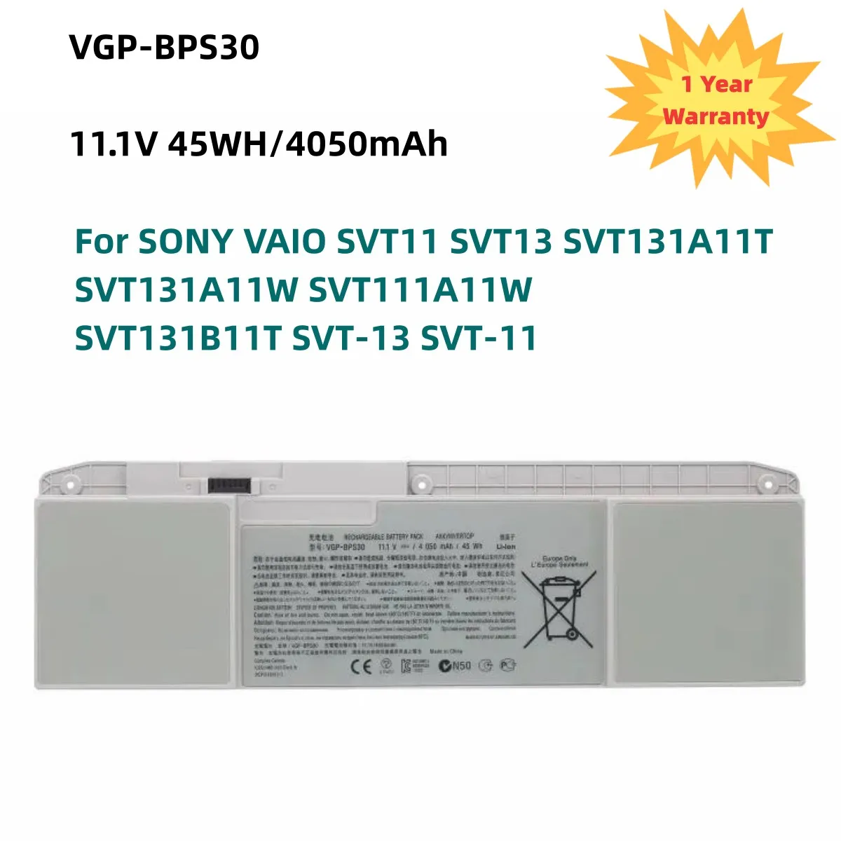 VGP-BPS30 4050 мАч Аккумулятор для ноутбука SONY VAIO SVT11 SVT13 SVT131A11T SVT131A11W SVT111A11W SVT131B11T SVT-13 SVT-11 Series