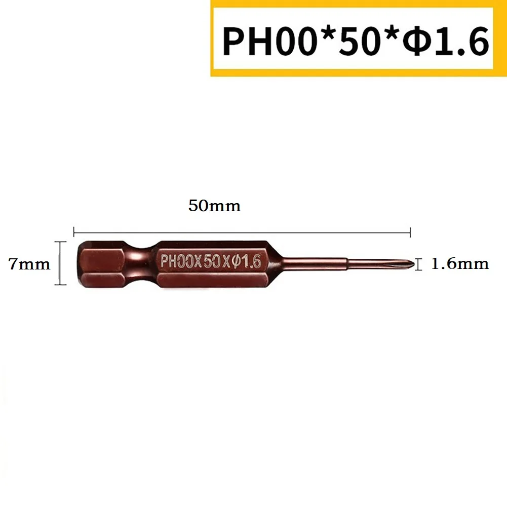 1PCS 50mm Screwdriver Bit PH00 PH0 PH1 PH2 1.6/2.0/2.5/3.0/4.0/5.0mm For 1/4\