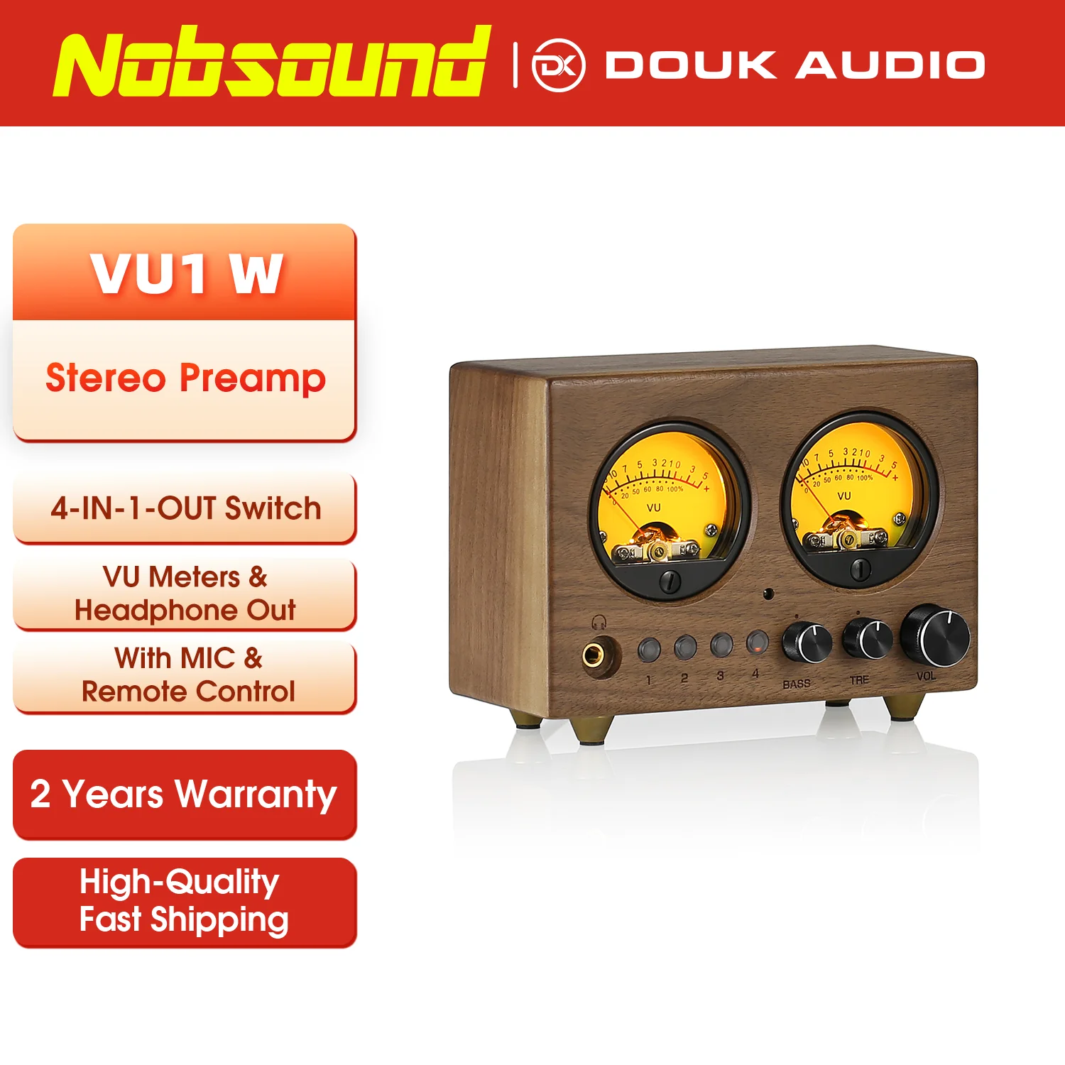 

Nobsound VU1-W 4-в-1-выход аудио селектор 4-позиционный стереопереключатель домашний предусилитель VU метр с дистанционным управлением