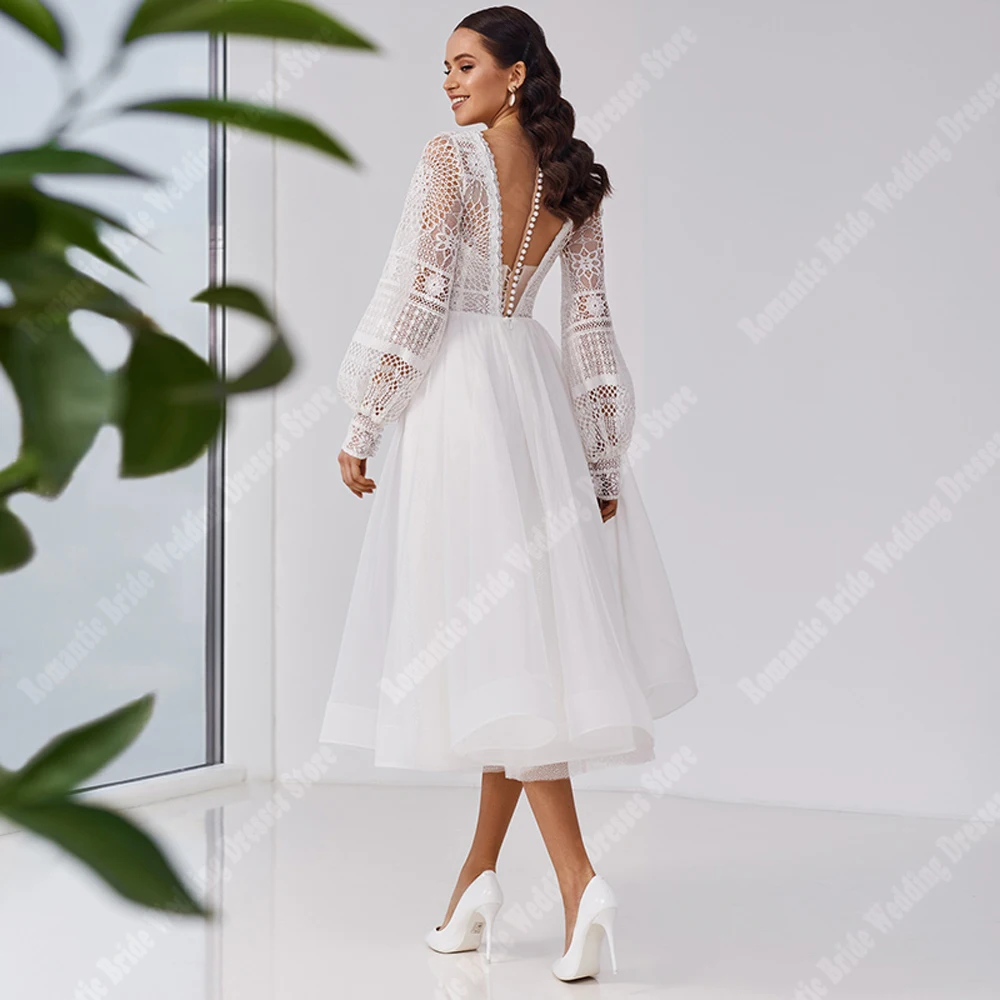 Vestidos De novia blancos elegantes con cuello en V para mujer, Vestidos De novia elegantes De gasa, traje De dama De honor personalizado, 2024