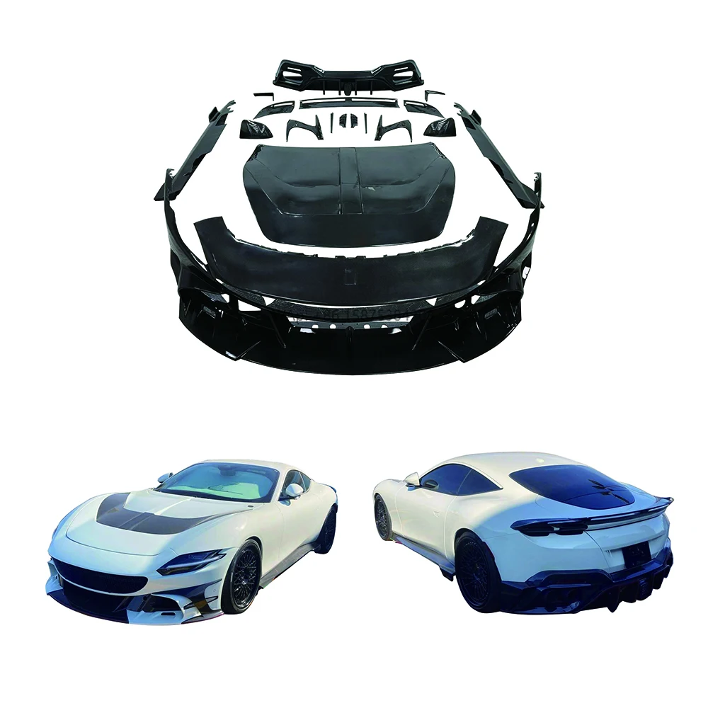 

For Roma Upgrade MSY Carbon Fiber Body Kit Carbon Fiber Bumper Side Skirts Engine Hood Spoiler