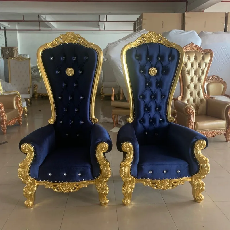 Factory direct sales European bath foot high back chair, hotel club image chair solid wood king chair