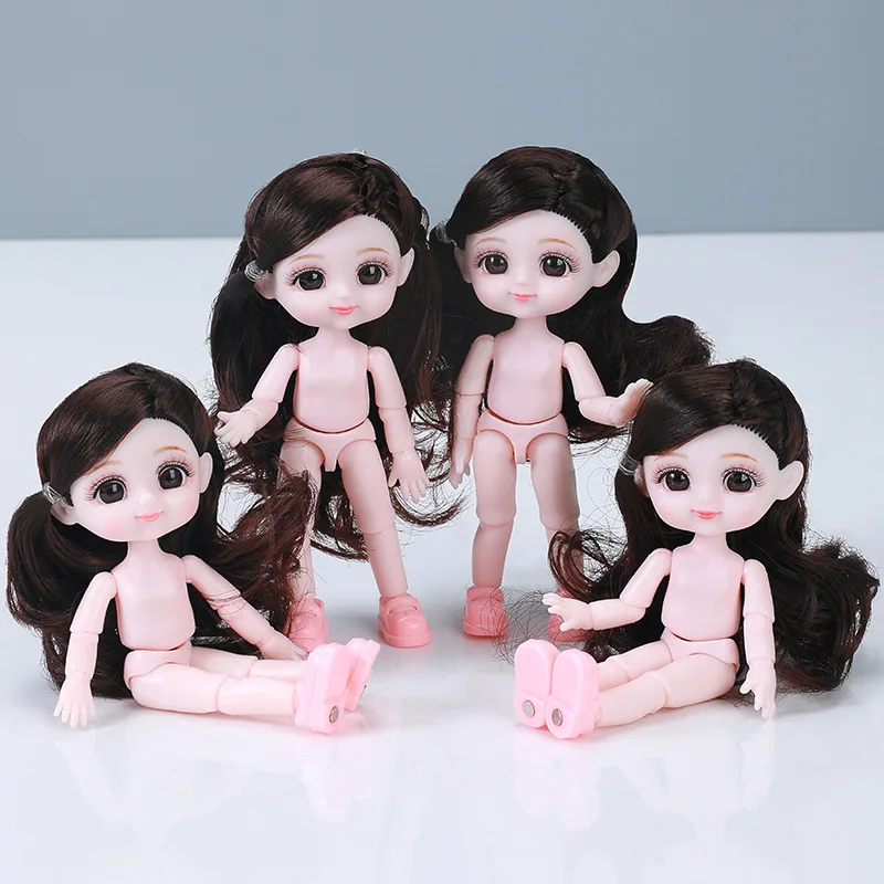 1/8 Bjd 14cm Doll Toys for Girls Cute 3D Eye 14 joint movable Doll Nude Body Dress Up Pretty Princess for DIY Kids Toys Gift