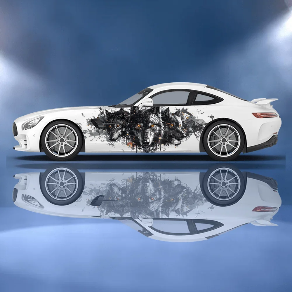 

Red Eyes Wolves Totem Car Vinyl Wraps Decal Self-adhesive PVC Sticker Suitable for Trucks SUV Decoration Auto Accessories Gift