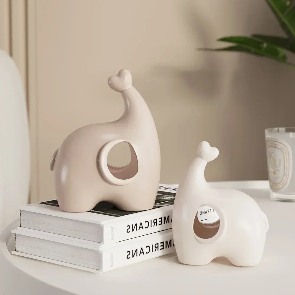 

2pcs/set Cute Elephant Figurines Elephant Resin Crafts Statue Home Decor Office Decoration Furnishing Gift modern desk Sculpture