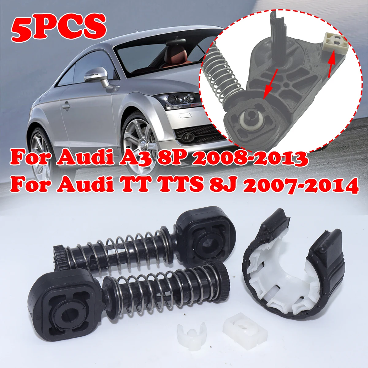 

5pcs Upgrade Bushing Shifter Bearing Shell MT Gearbox Lever Adjuster Linkage Pivot For Audi A3 8P 2008-2013 TT TTS 8J 2007-2014