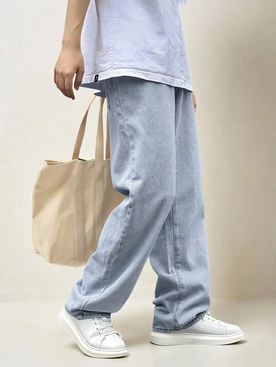

Loose Fit Straight Leg Jeans With Slant Pocket For Men