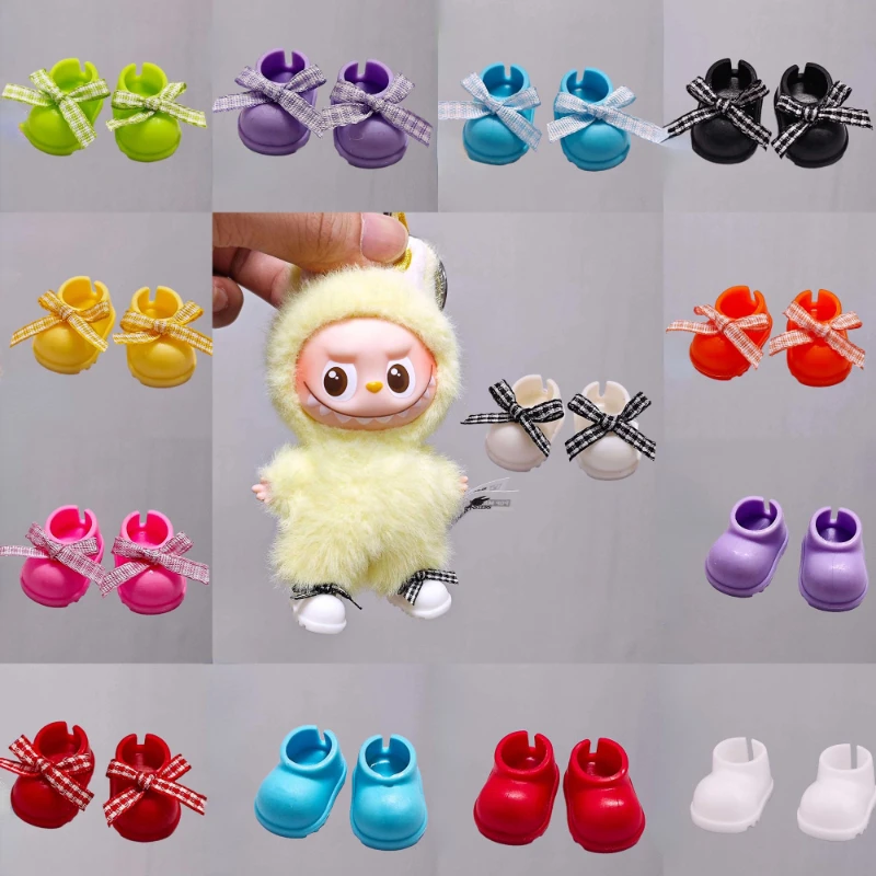

10cm Mini Labubu 4.0 Doll Shoes 4th-Gen Accessories for Mini Labubu Colorful Beach Bow Shoes Accessories