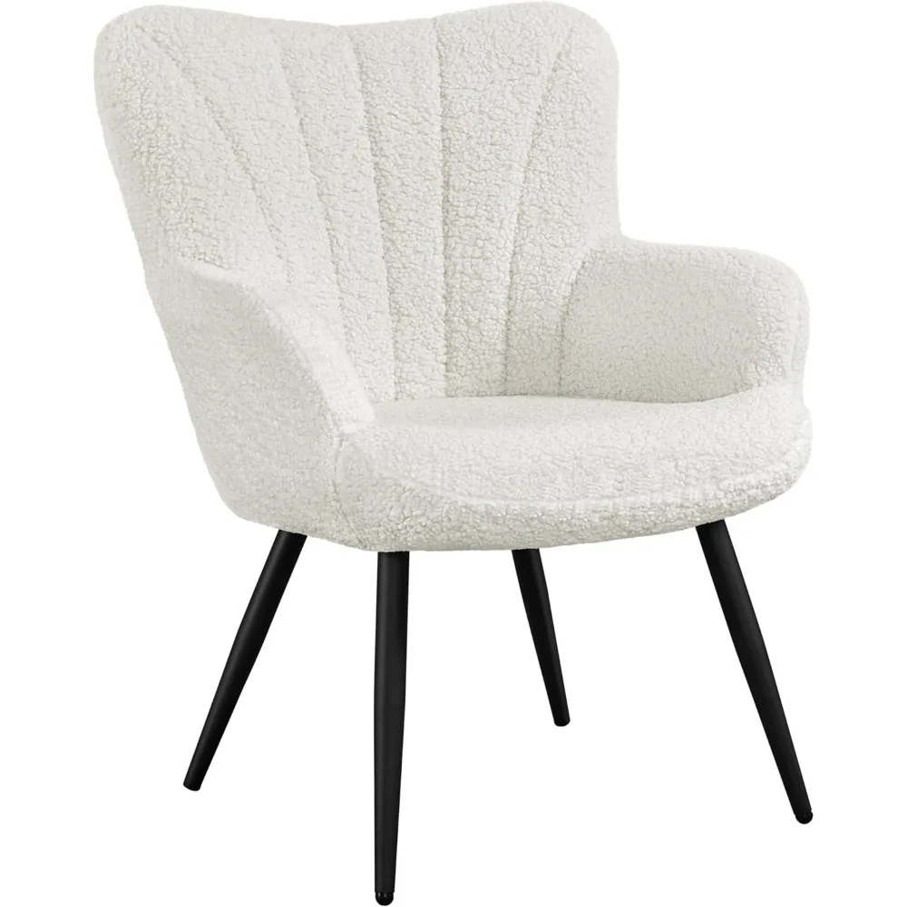 Upholstered Vanity Chair with High Back and Mental Legs for Living Room Makeup Bedroom