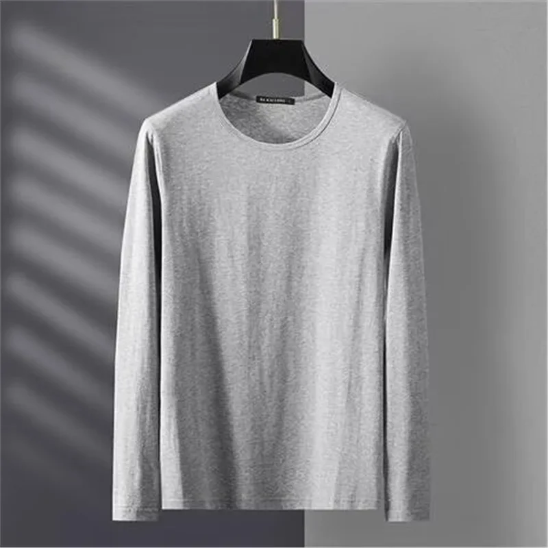 2024 Autumn Winter Long Sleeve T-Shirt Men's Inner Warm Top Base Layer Round Neck Plus Size Body T-Shirt Top Clothing