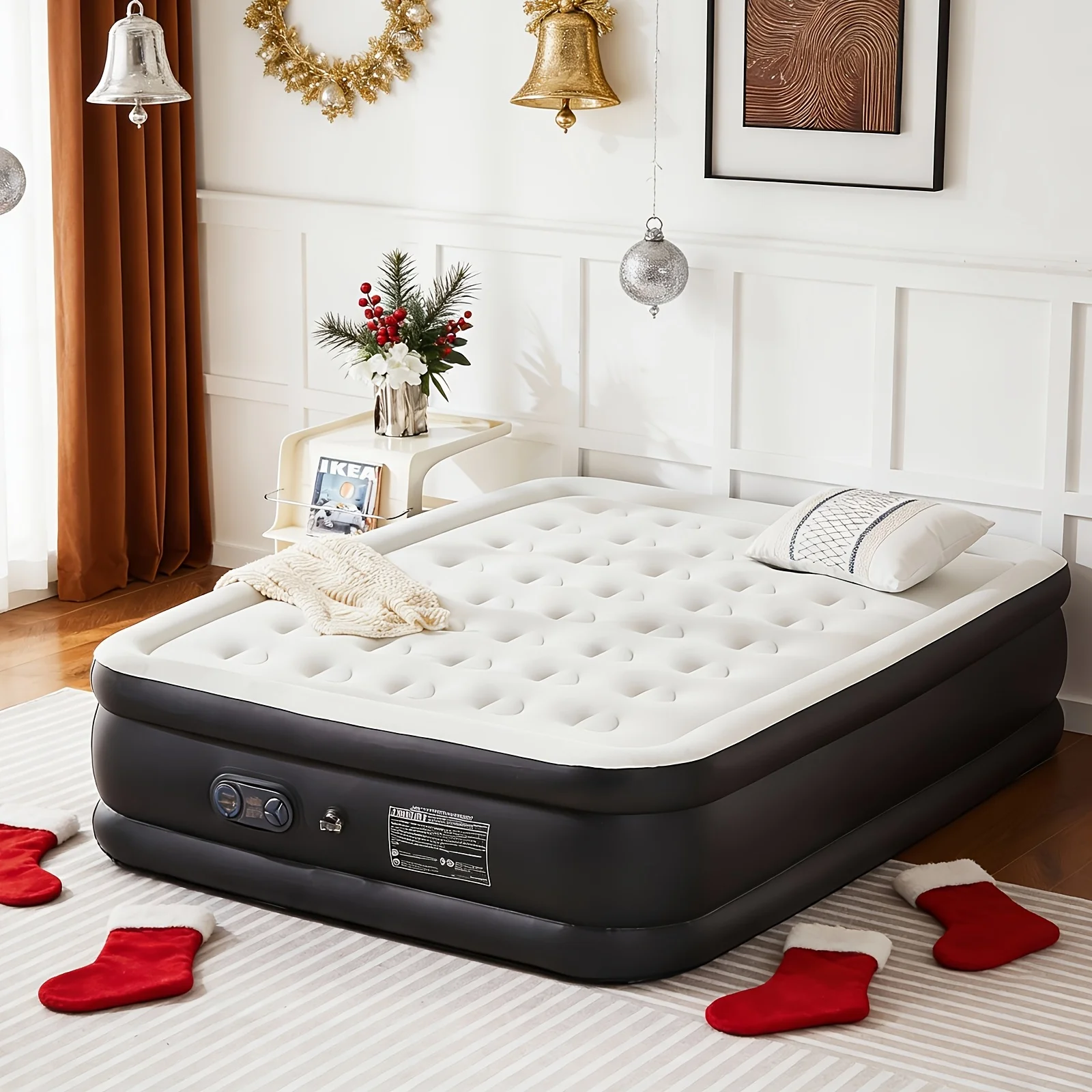 

Air Mattress With Coil Beam Support, Plush Velvety Top Non-Slip Bottom For Stability On Smooth Floors And Carpets, Available In