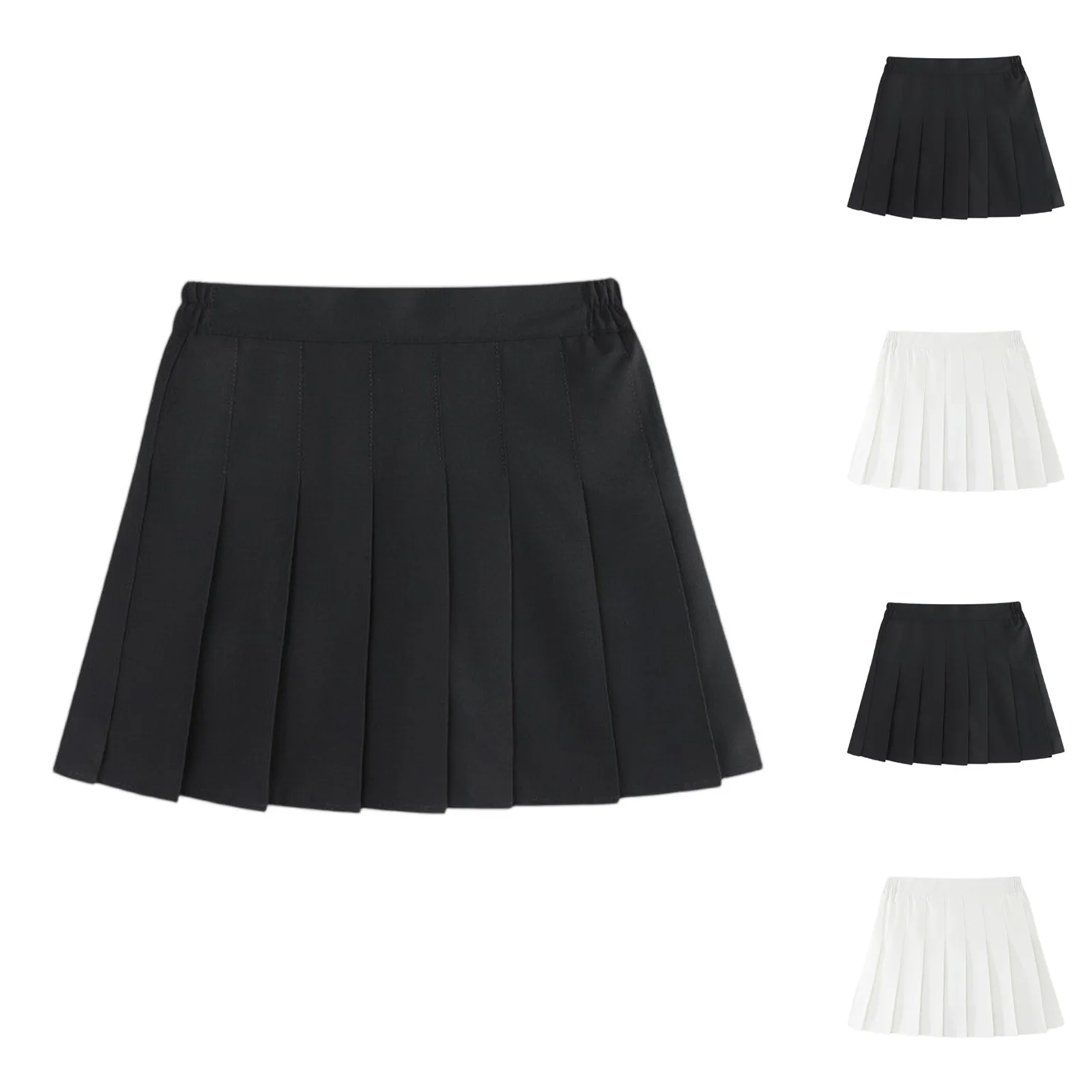 Children Summer Skirts Girls Mini Skirts Vintage Pleated Skirt Korean Tennis Skirts Short Student Uniform Skirts White Black