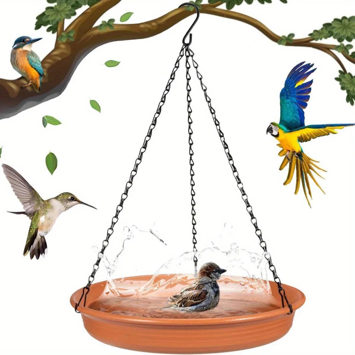 Outdoor Hanging Bird Feeder Bath Tray Plastic Water Drinker Garden Yard Decoration Pet Supplies for Feeding And Bathing Birds