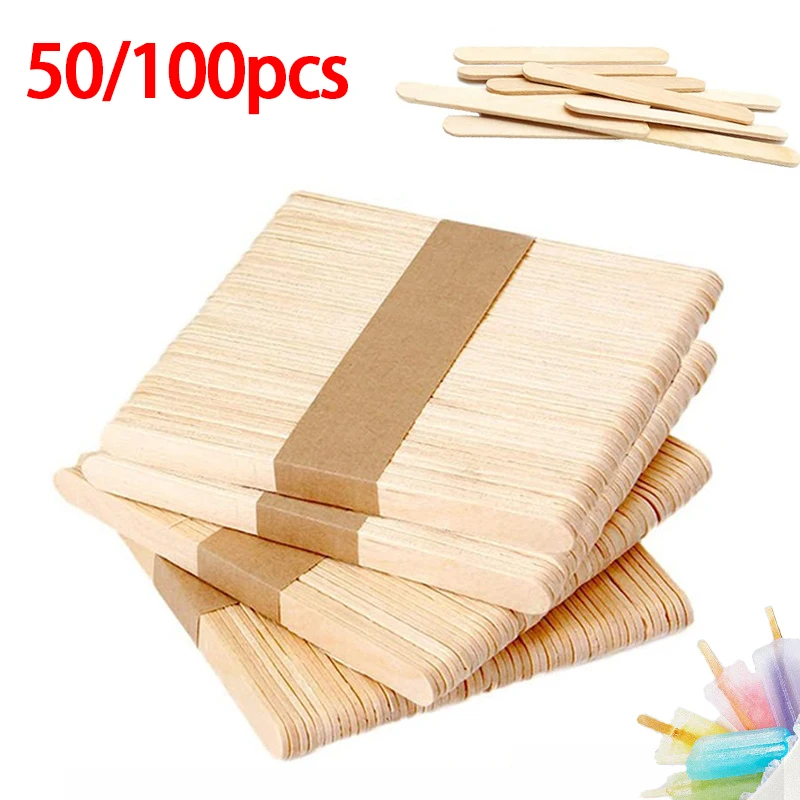 50/100 Uds palitos de helado palitos de paletas de paletas de paletas de madera manualidades DIY decoración de madera BJL003