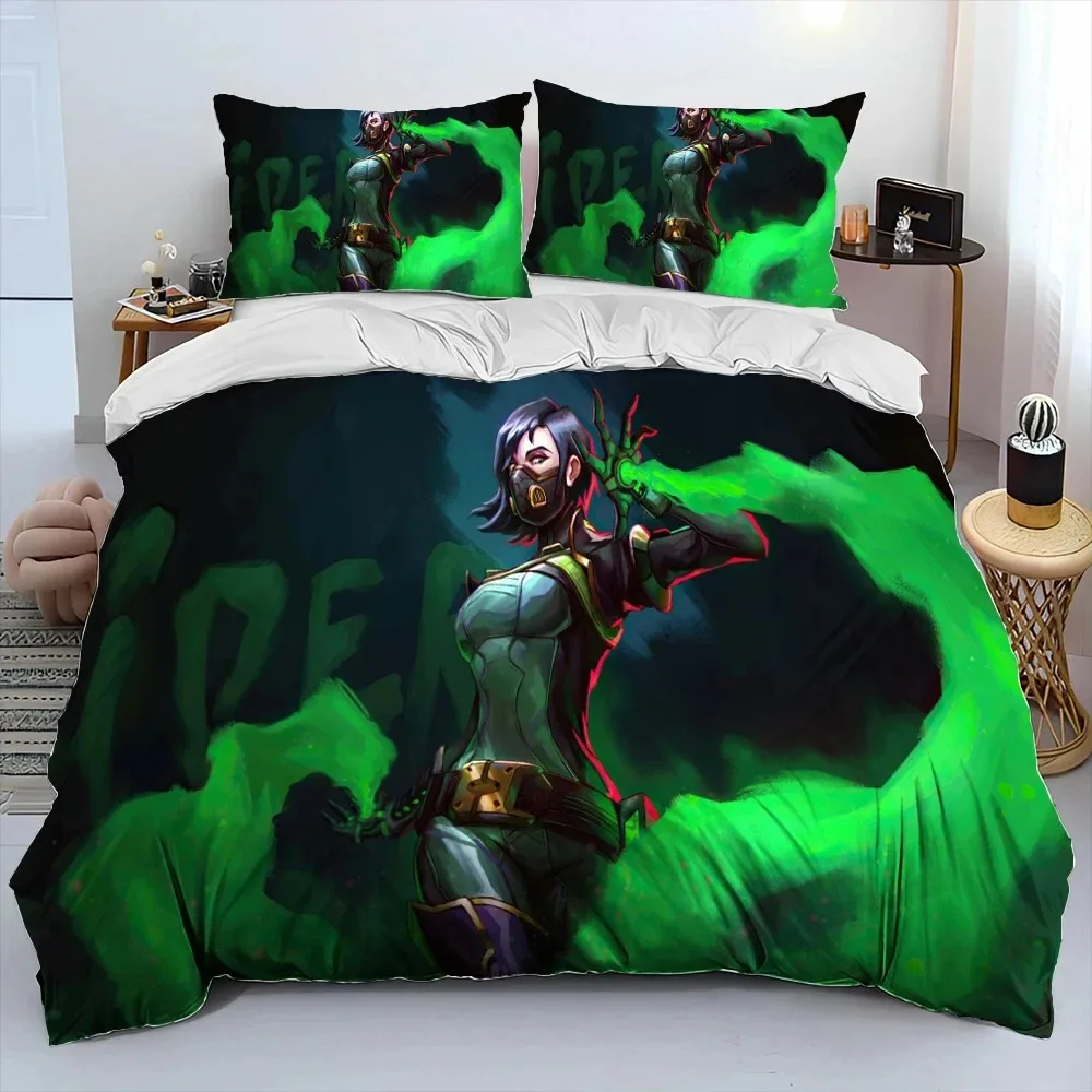 3D Print VALORANT Game Bedding Set Duvet Cover Bed Set Quilt Cover Pillowcase Comforter king Queen Size Boys Adult Bedding Set