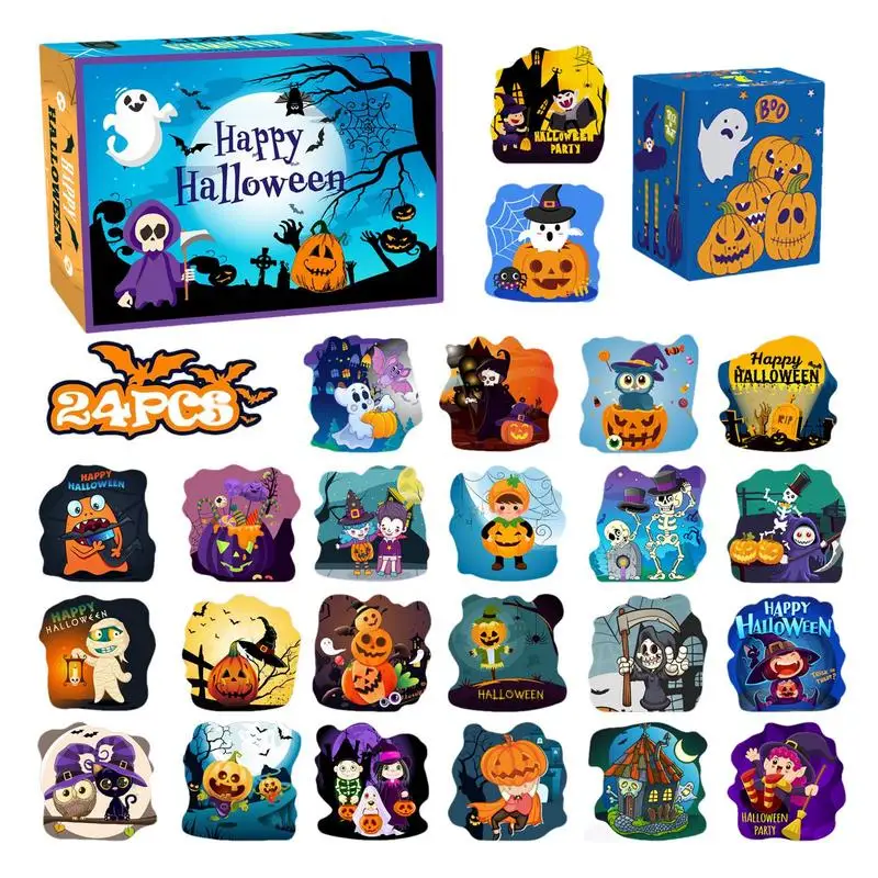 Halloween Puzzle Toys Countdown Calendar Jigsaw Puzzles Kids Fine Motor Skills Toy Home Decoration Pumpkin Witch Ghost Theme