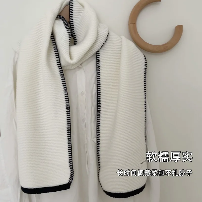 Fashion Classic Hemmed Knit Scarf Winter Warm Shawl Long Women Men Neckerchief Lovers Muffler