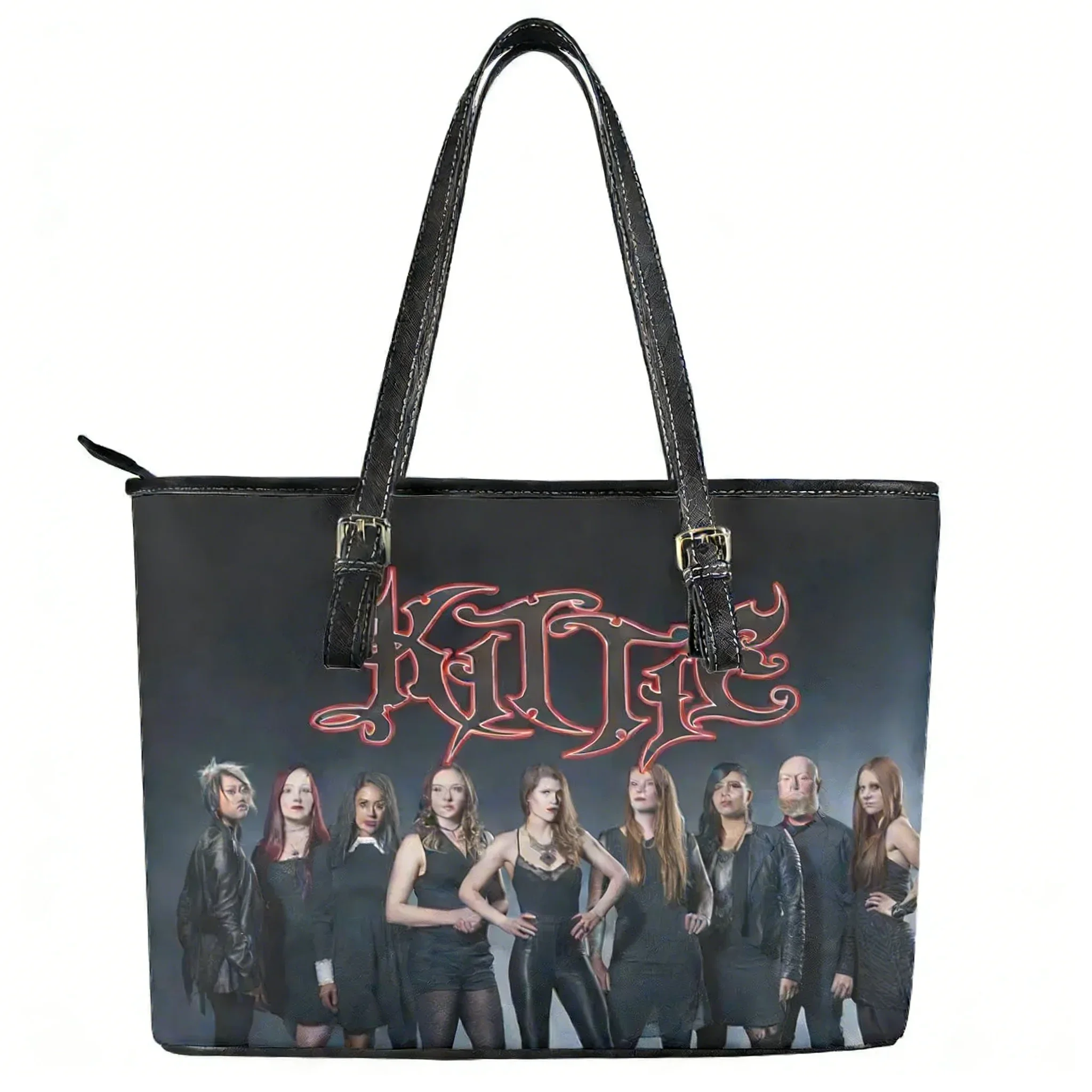 Kittie Heavy Metal Band Custom Handbag Womens Mens Personalized Tote Bag Shoulder Bag Business Leather Purse Travel Bag Gift