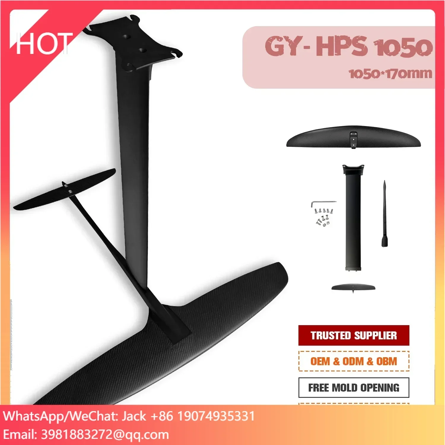 GY-HPS1050 Electric Jet Surf Carbon Fiber Hydrofoil Board Hydrofoil Surfing with Bag Accessory for Water