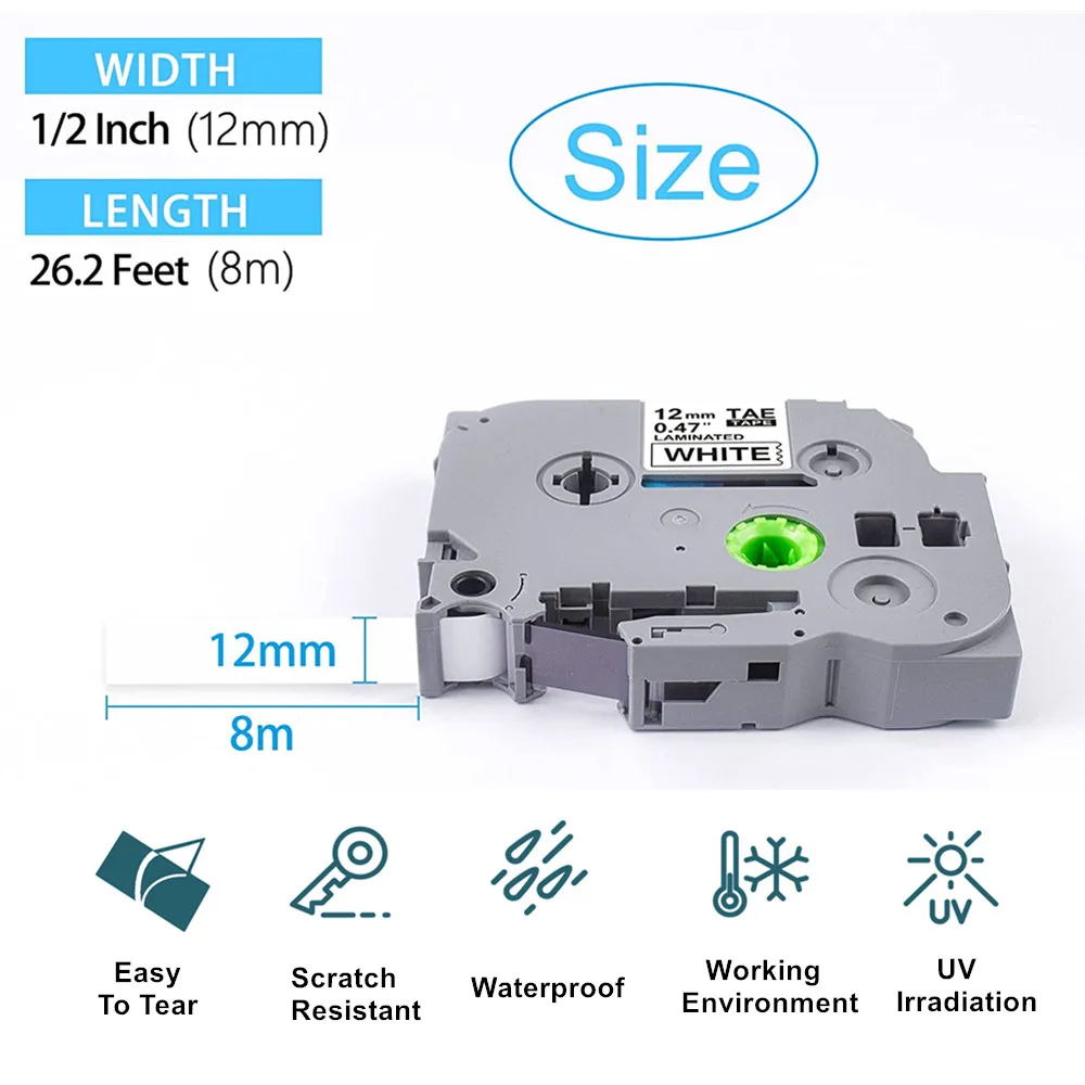 1 ~ 10PK Label Cartridge Zwart Op Wit Voor Brother TZe-231 TZ-231 Gelamineerd P-Touch Maker Tape, PT-D200 PT-D210 PTH100 PT-D400