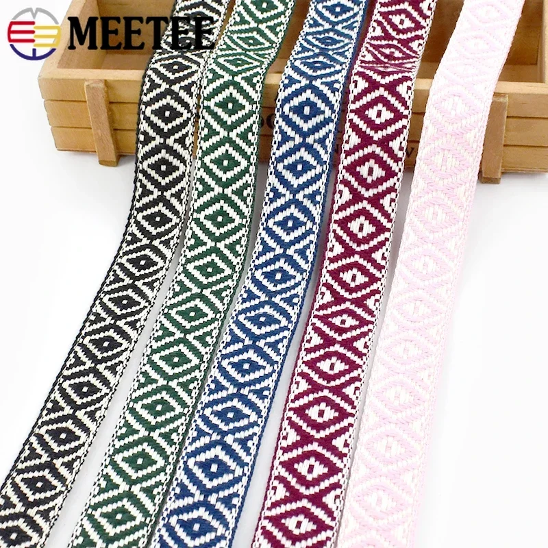 5/10Meters 25mm Jacquard Webbing Cotton Colorful Ribbon for Bags Shoulder Strap Belt Clothing Braid Tape DIY Sewing Accessories