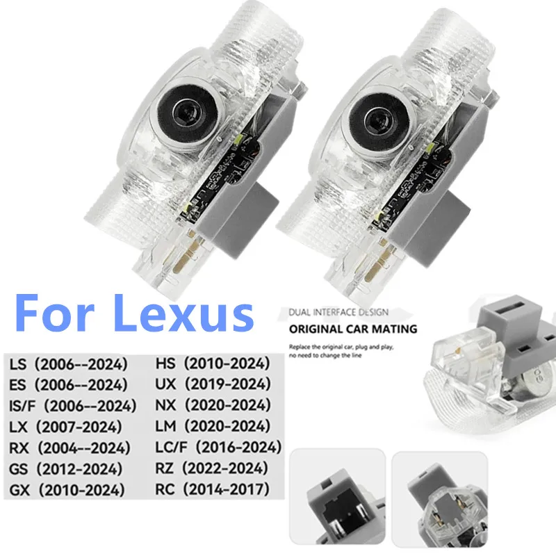 Insignia LED para puerta de coche, luces de bienvenida, lámpara de cortesía para Lexus RX ES GX LS LX IS GS RC UX Series GX470 ES250 LX570 IS250, accesorios