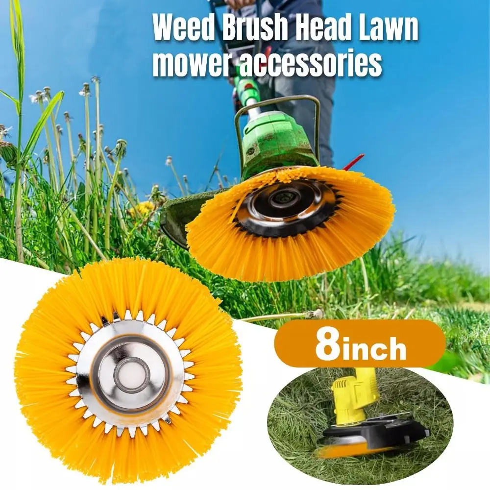 

New 8 Inch Grass Strimmer Head Solid Nylon Wire Wheel Garden Weed Trimmer Brush Convenient Garden Supplies Weed Brush