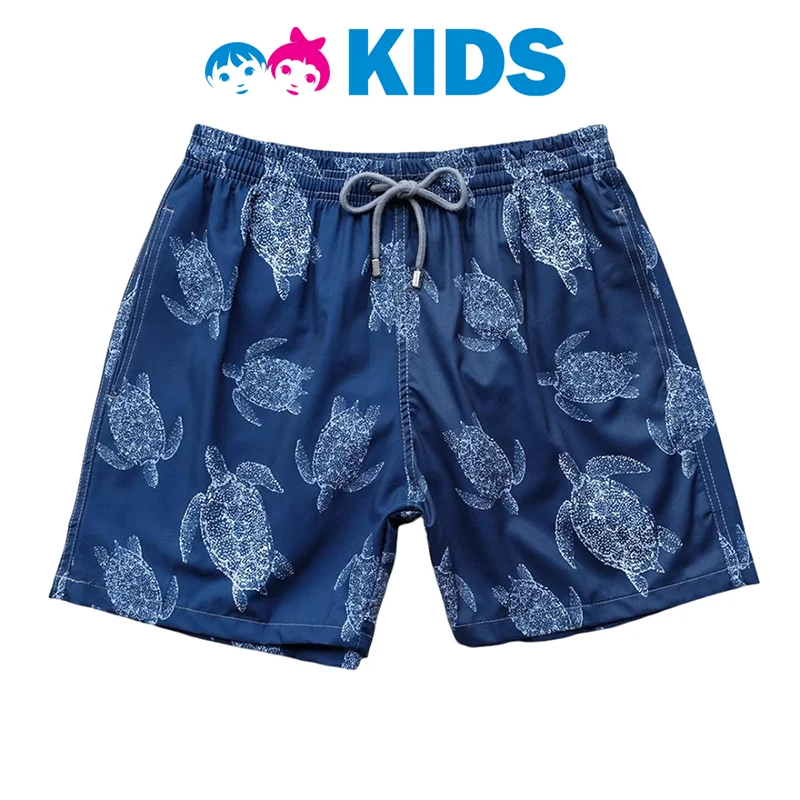 Children's swimming shorts turtle print beach pants for vacation casual quick drying vilebrequin high-quality kids family 2024