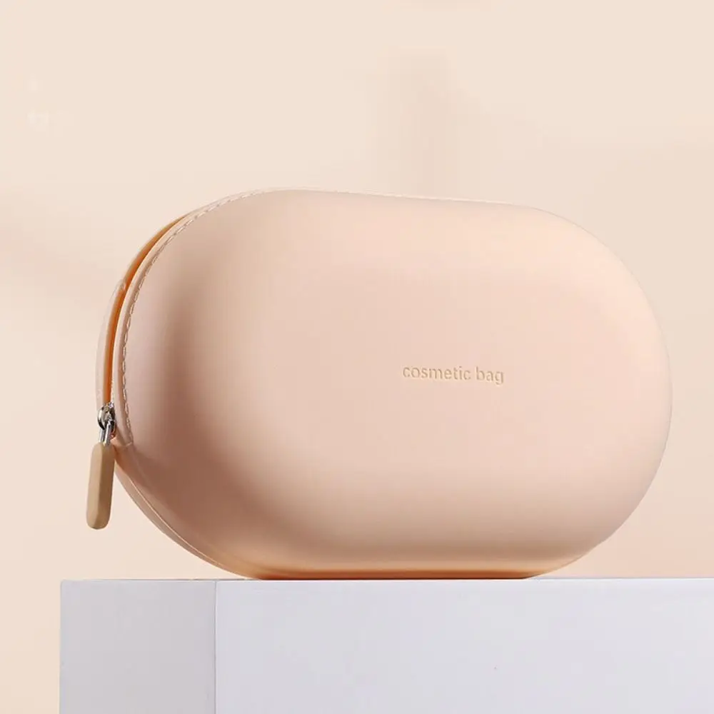 Large Capacity Silicone Cosmetic Bag Waterproof Space Saving Travel Storage Bag Dust-proof Zipper Closure Coin Purse Travel