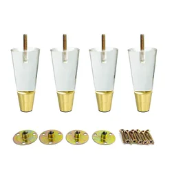 4Pcs Acrylic Furniture Legs 4.7inch (120mm) Replacement Sofa Feet Cabinet Modern Clear Decor DIY Legs Tapered Style