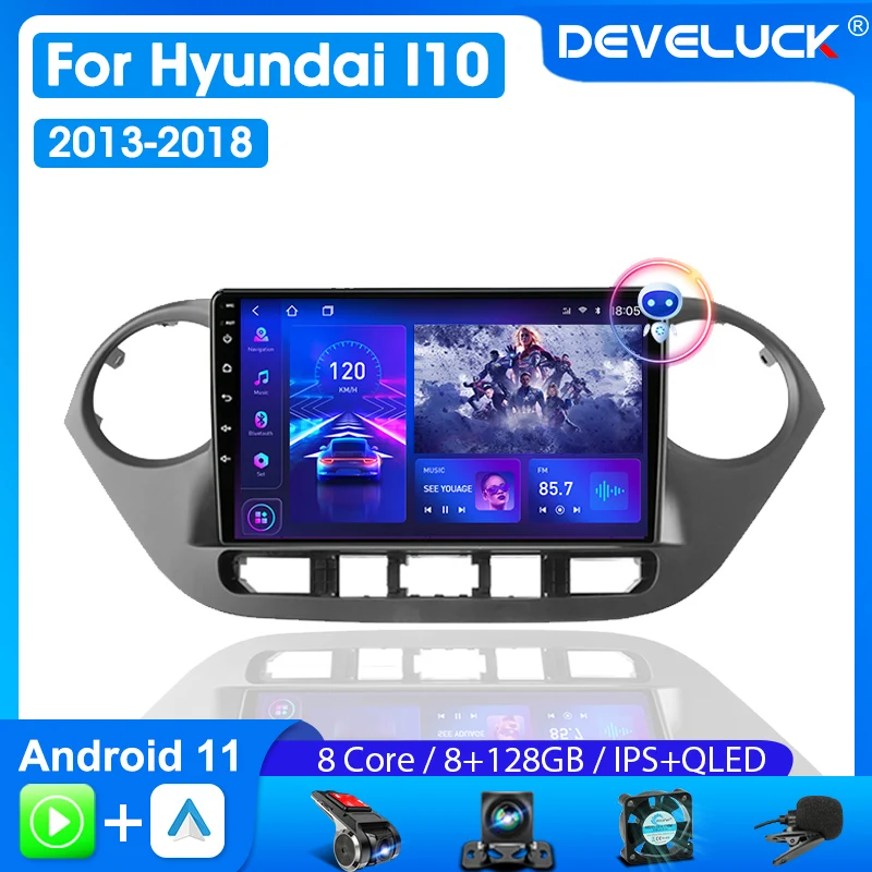 

Develuck 2 Din Android 11 Car Radio for Hyundai I10 2013 - 2018 Multimedia Player 4G GPS Navigation Carplay Stereo DVD Head Unit