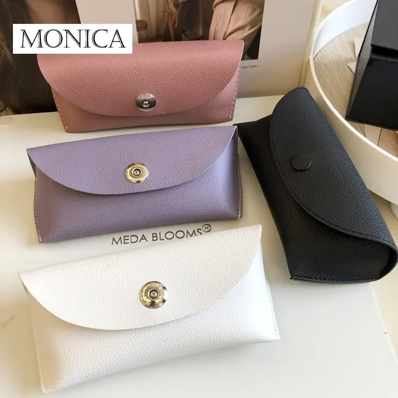 INS Glasses Bag Litchi Grain Leather Glasses Case Sunglasses Case Sunglasses Case Purple Nude Pink High-end Glasses Bag