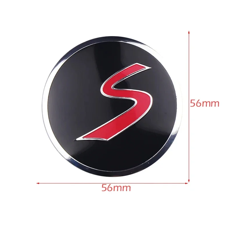 4PCS 56mm S Letter Badge Car Wheel Center Hub Caps Emblem Stickers For MINI S WORKS COOPER JCW R50 R52 R53 R55 F56 F57 F60